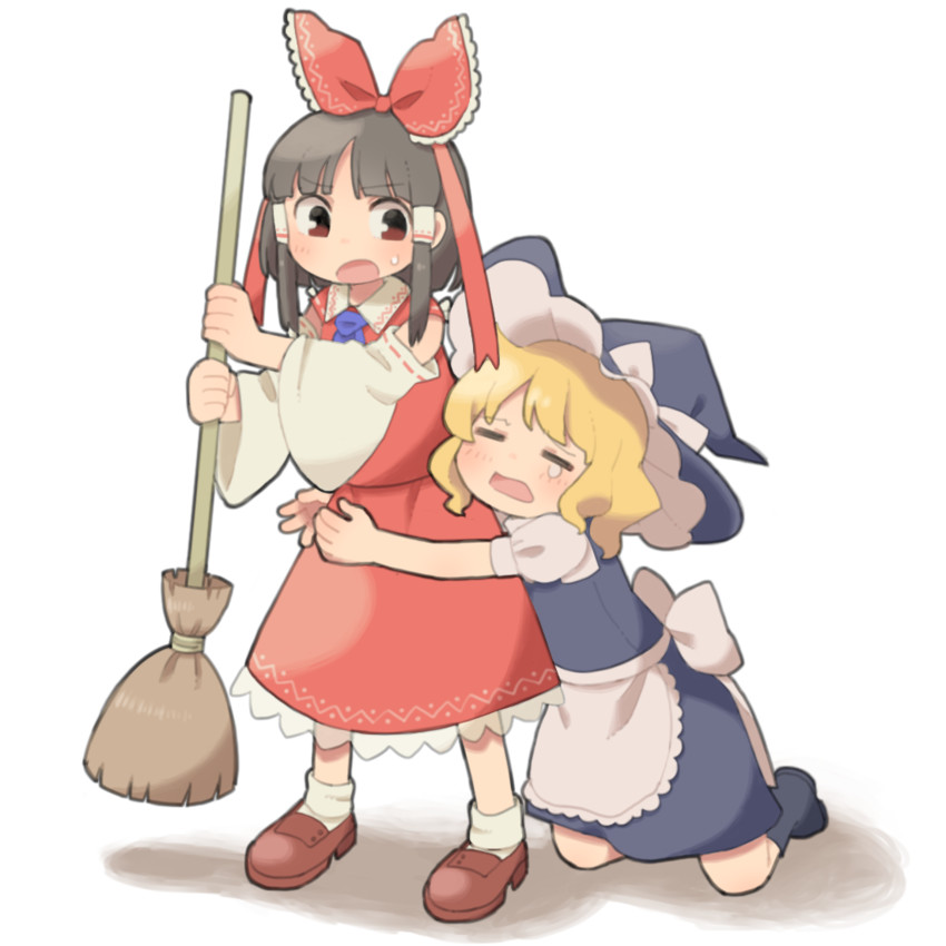 hakurei reimu and kirisame marisa (touhou) drawn by sasa_kichi