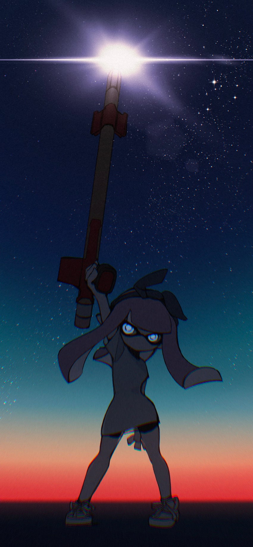 inkling player character and inkling girl (splatoon) drawn by mercy_war