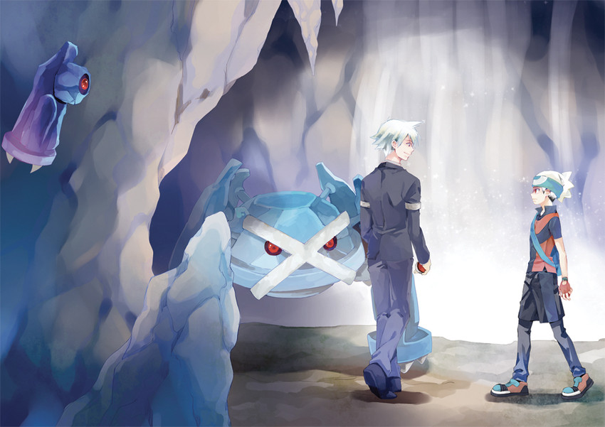 brendan, steven stone, metagross, and beldum (pokemon and 1 more) drawn by tarteap