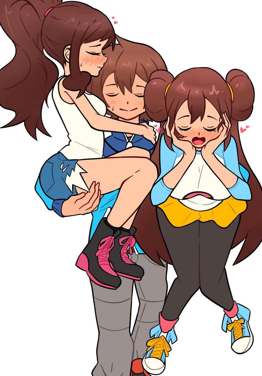 rosa, hilda, and hilbert (pokemon and 2 more) drawn by pocha