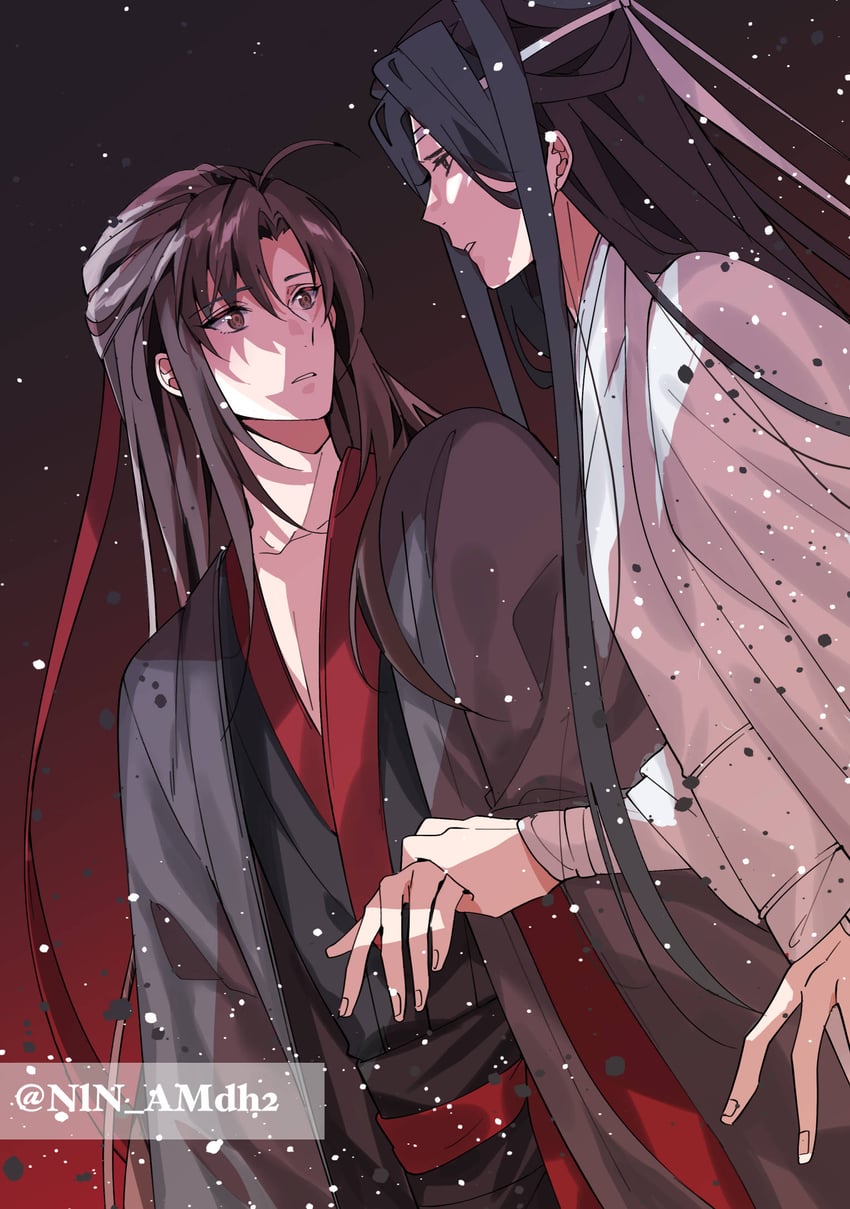 wei wuxian and lan wangji (modao zushi) drawn by hyottokoane