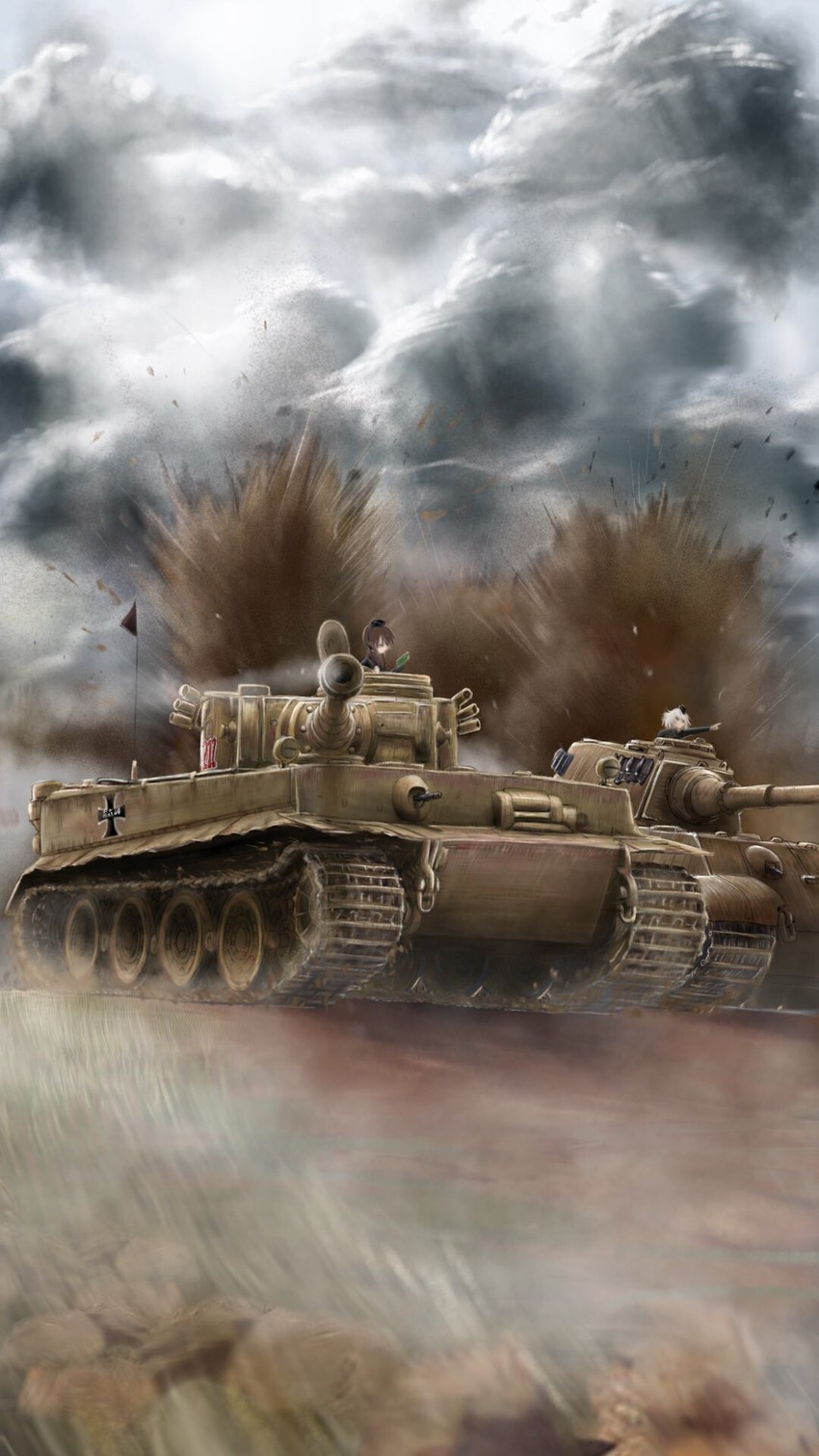 nishizumi maho and itsumi erika (girls und panzer) drawn by kakesoba