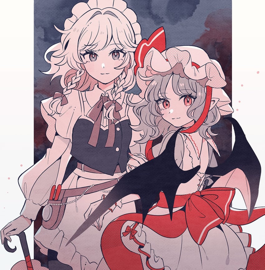 remilia scarlet and izayoi sakuya (touhou) drawn by mozukuzu_(manukedori)