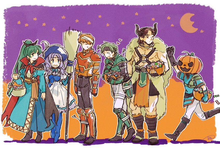 lyn, florina, kent, sain, dorcas, and 1 more (fire emblem and 2 more) drawn by murabito_ba