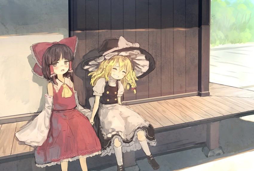hakurei reimu and kirisame marisa (touhou) drawn by bionekojita