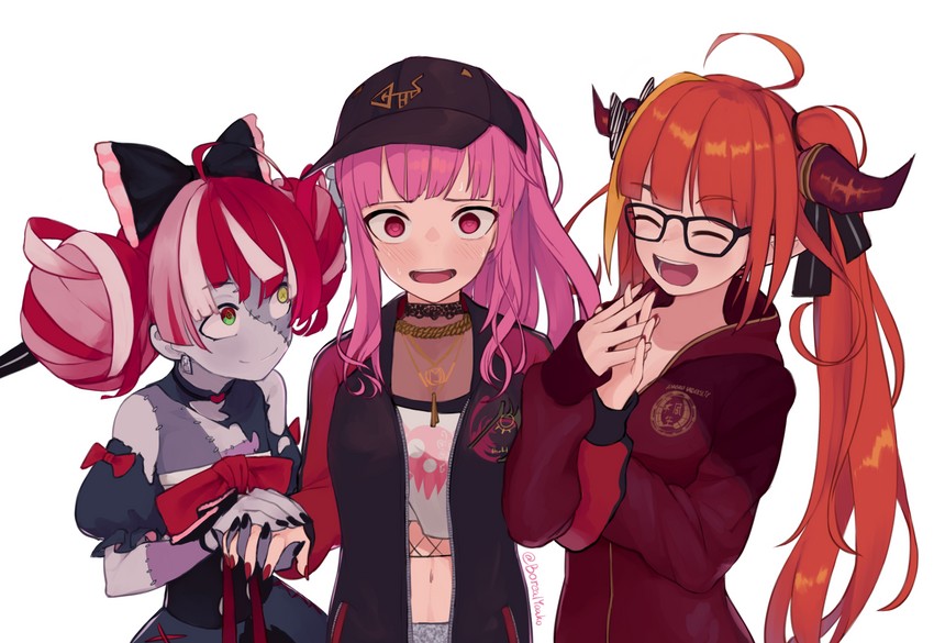mori calliope, kiryu coco, and kureiji ollie (hololive and 2 more) drawn by yoako