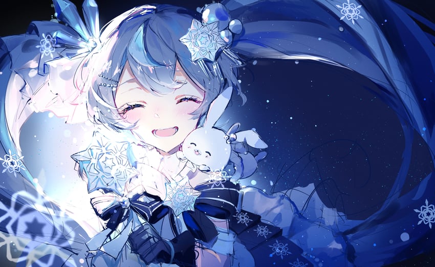 hatsune miku, yuki miku, and rabbit yukine (vocaloid and 1 more) drawn by oda_kogane
