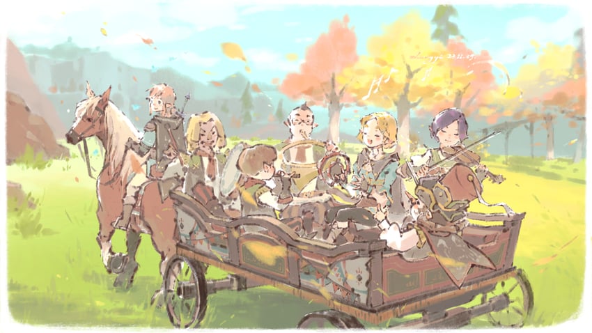 link, princess zelda, violynne, mastro, beetz, and 2 more (the legend of zelda and 1 more) drawn by kchang57