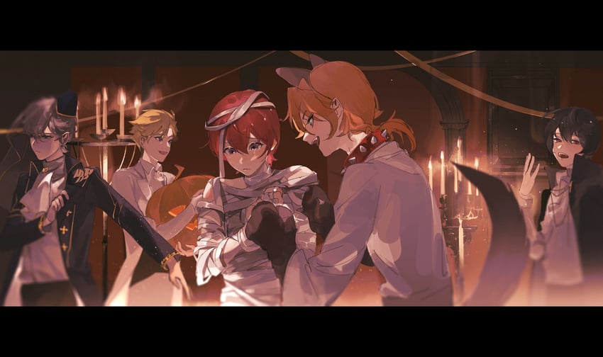 sakuma ritsu, tsukinaga leo, sena izumi, suou tsukasa, and narukami arashi (ensemble stars!) drawn by shule_de_yu