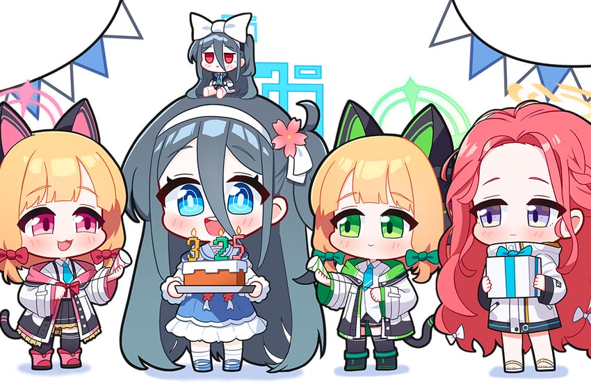 aris, momoi, midori, yuzu, and kei (blue archive) drawn by jhsd
