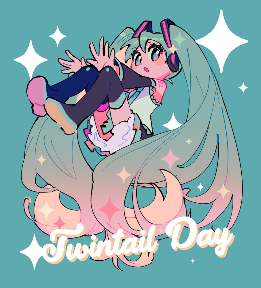hatsune miku (vocaloid) drawn by yanana_ua and yooki_(winter_cakes)