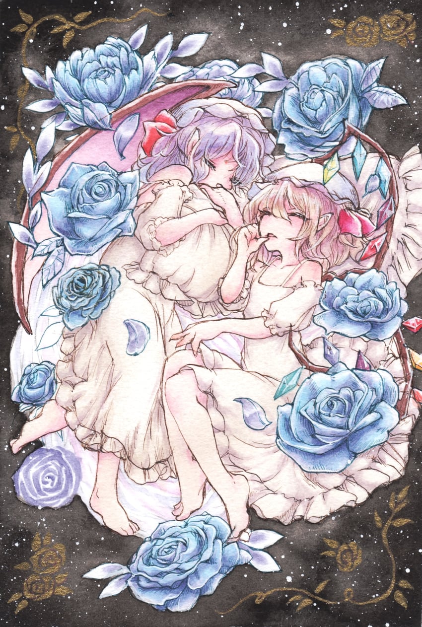remilia scarlet and flandre scarlet (touhou) drawn by tpamjdsta_(usatokurasu)