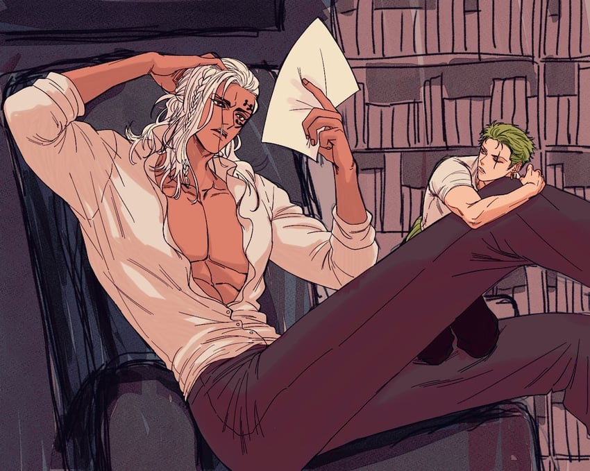 roronoa zoro and king (one piece) drawn by sate_meng