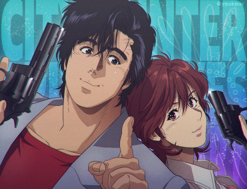 saeba ryou and makimura kaori (city hunter) drawn by yuu_(masarunomori)