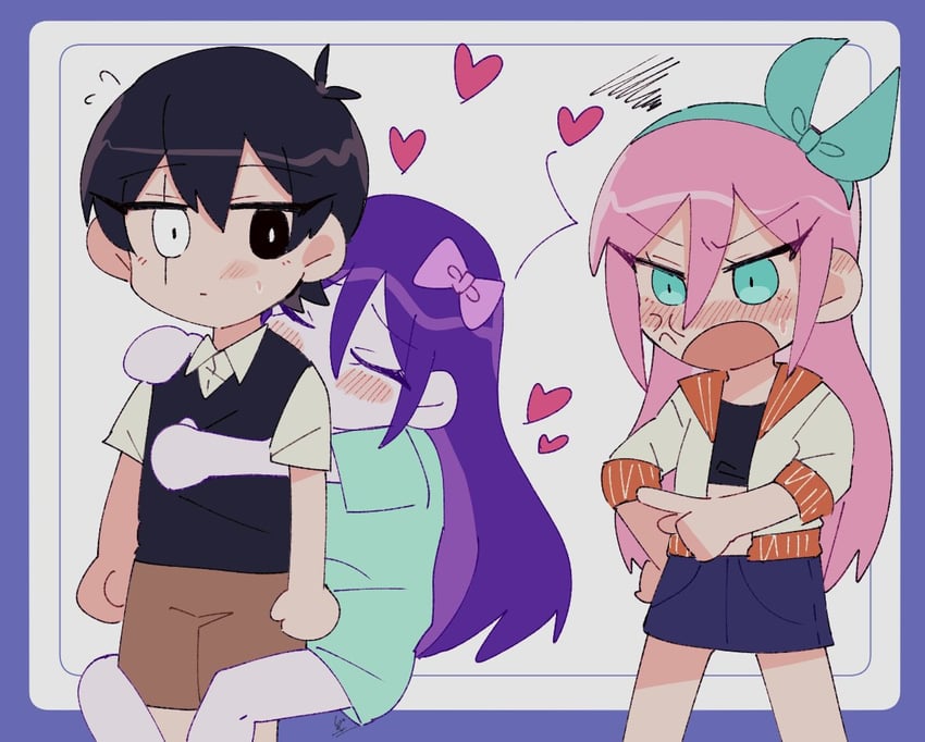 sunny and aubrey (omori) drawn by andou_(sino_spkt)