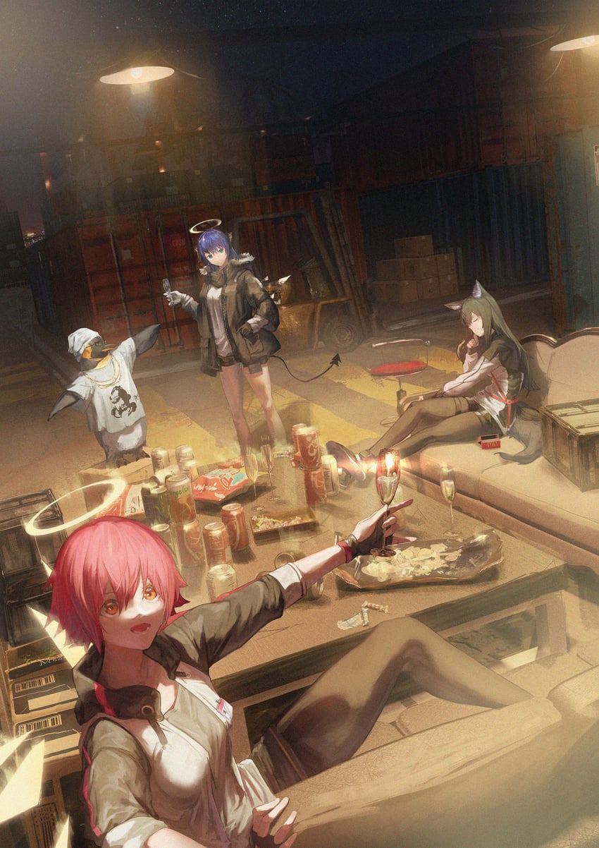 texas, exusiai, mostima, and emperor (arknights) drawn by gyoukan_(jfxc)