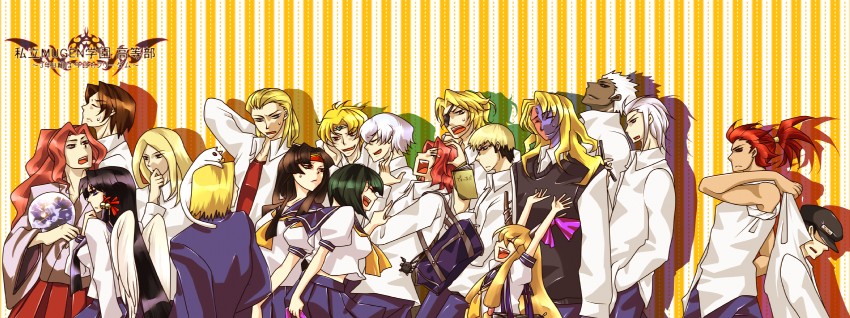 ibuki suika, dio brando, akuma, rugal bernstein, kannabi no mikoto, and 10 more (touhou and 7 more) drawn by tobi_(discharge_cycle)