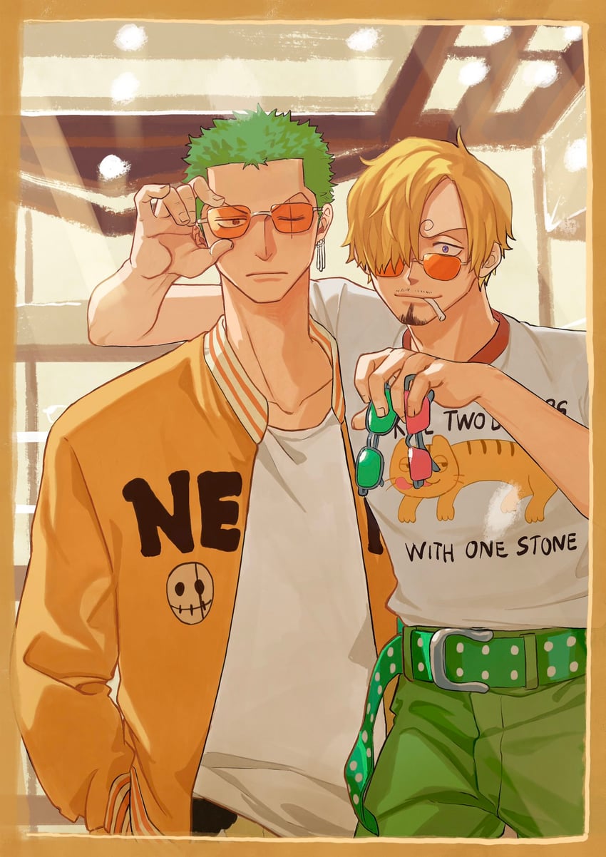roronoa zoro and sanji (one piece) drawn by jennyandloiryan