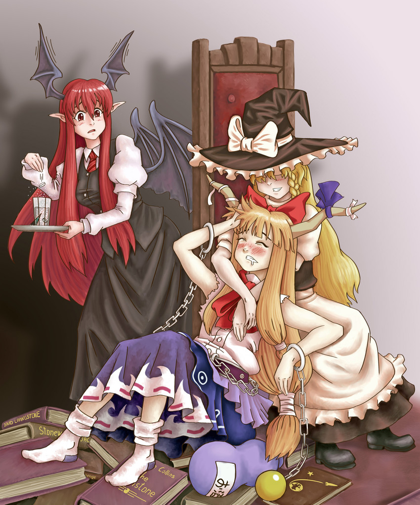 kirisame marisa, koakuma, and ibuki suika (touhou) drawn by u-joe