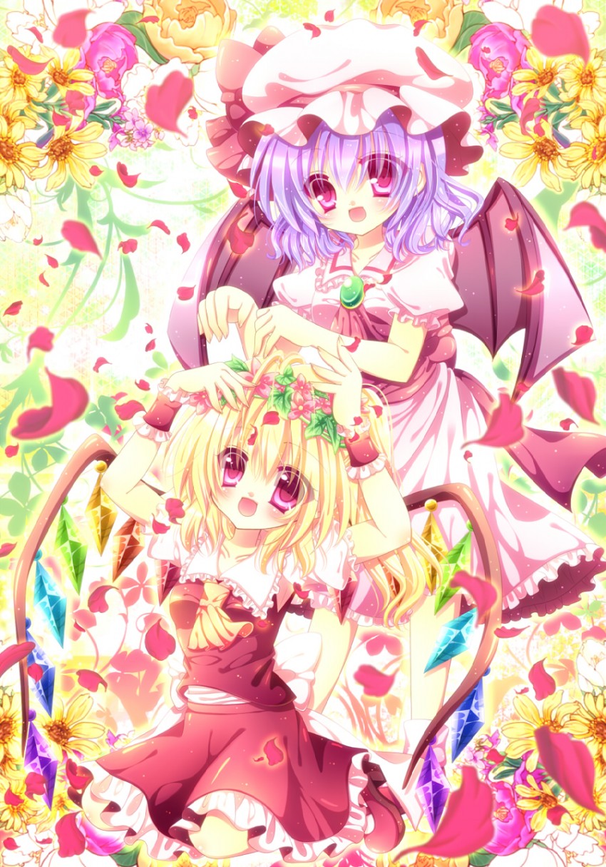 remilia scarlet and flandre scarlet (touhou) drawn by momomiya_mion