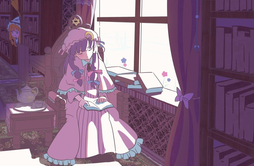 kirisame marisa and patchouli knowledge (touhou) drawn by wakamoto_zenko