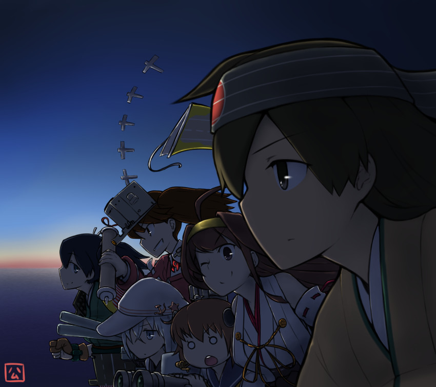 hibiki, kongou, ryuujou, yukikaze, souryuu, and 3 more (kantai collection) drawn by hamu_koutarou