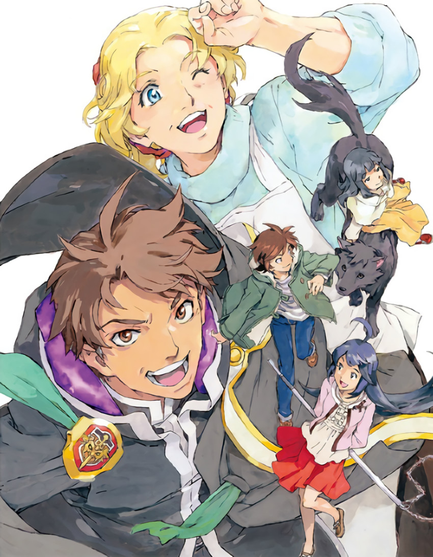 orphen, cleo everlastin, leki, ratsbane finrandi, edge finrandi, and 1 more (majutsushi orphen) drawn by kusaka_yuuya