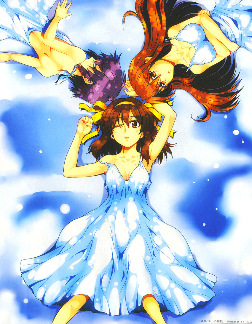 suzumiya haruhi, nagato yuki, and asahina mikuru (suzumiya haruhi no yuuutsu) drawn by puyo_(puyotopia)