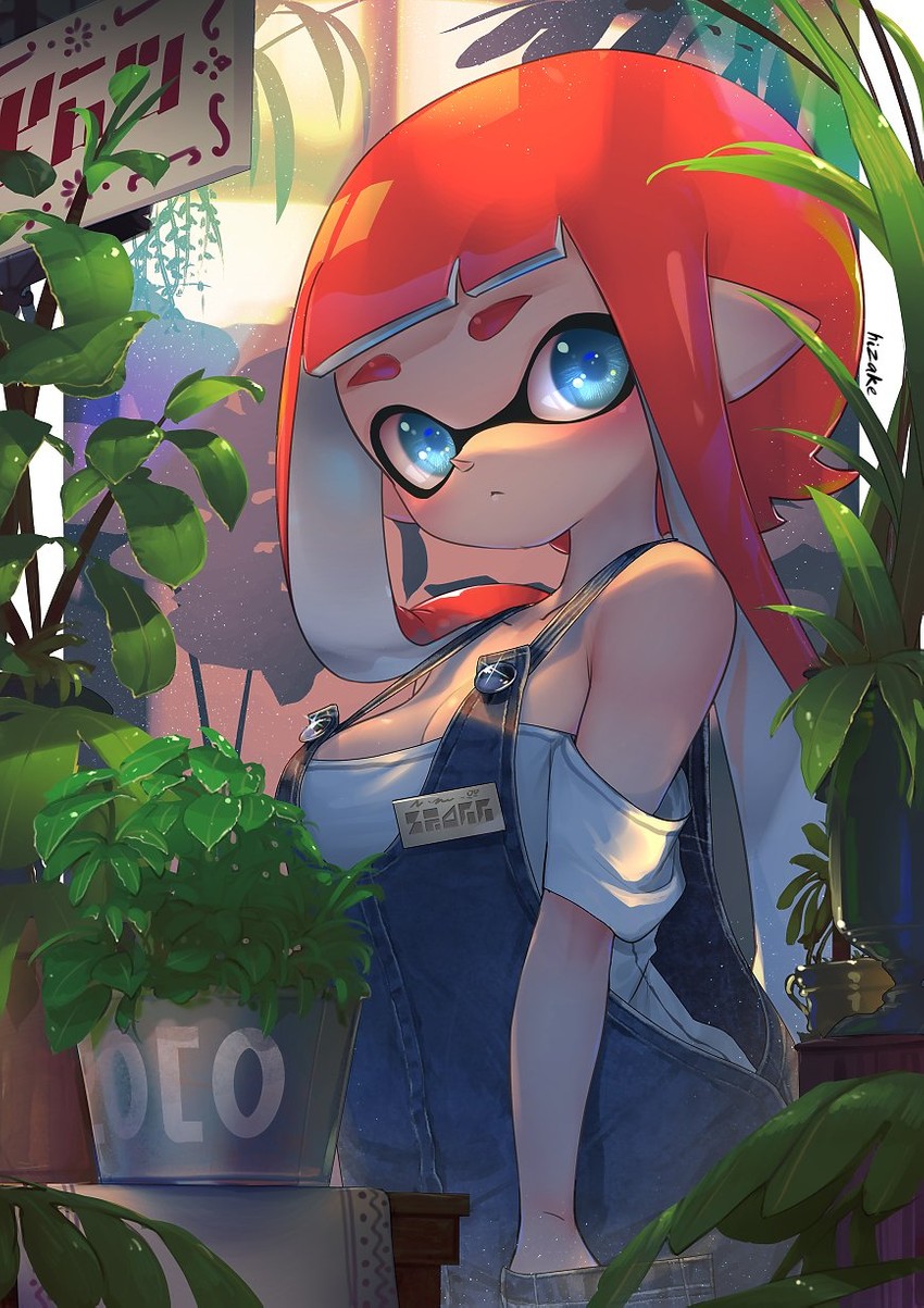 inkling player character and inkling girl (splatoon) drawn by kashu_(hizake)