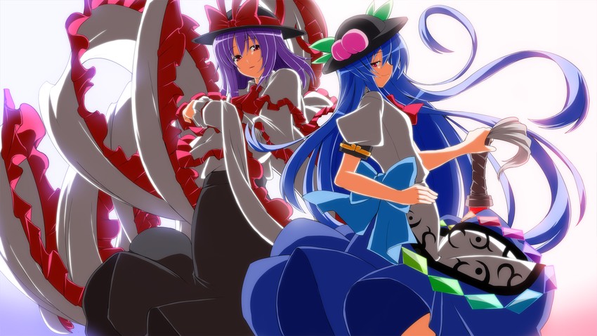 hinanawi tenshi and nagae iku (touhou) drawn by iwanori