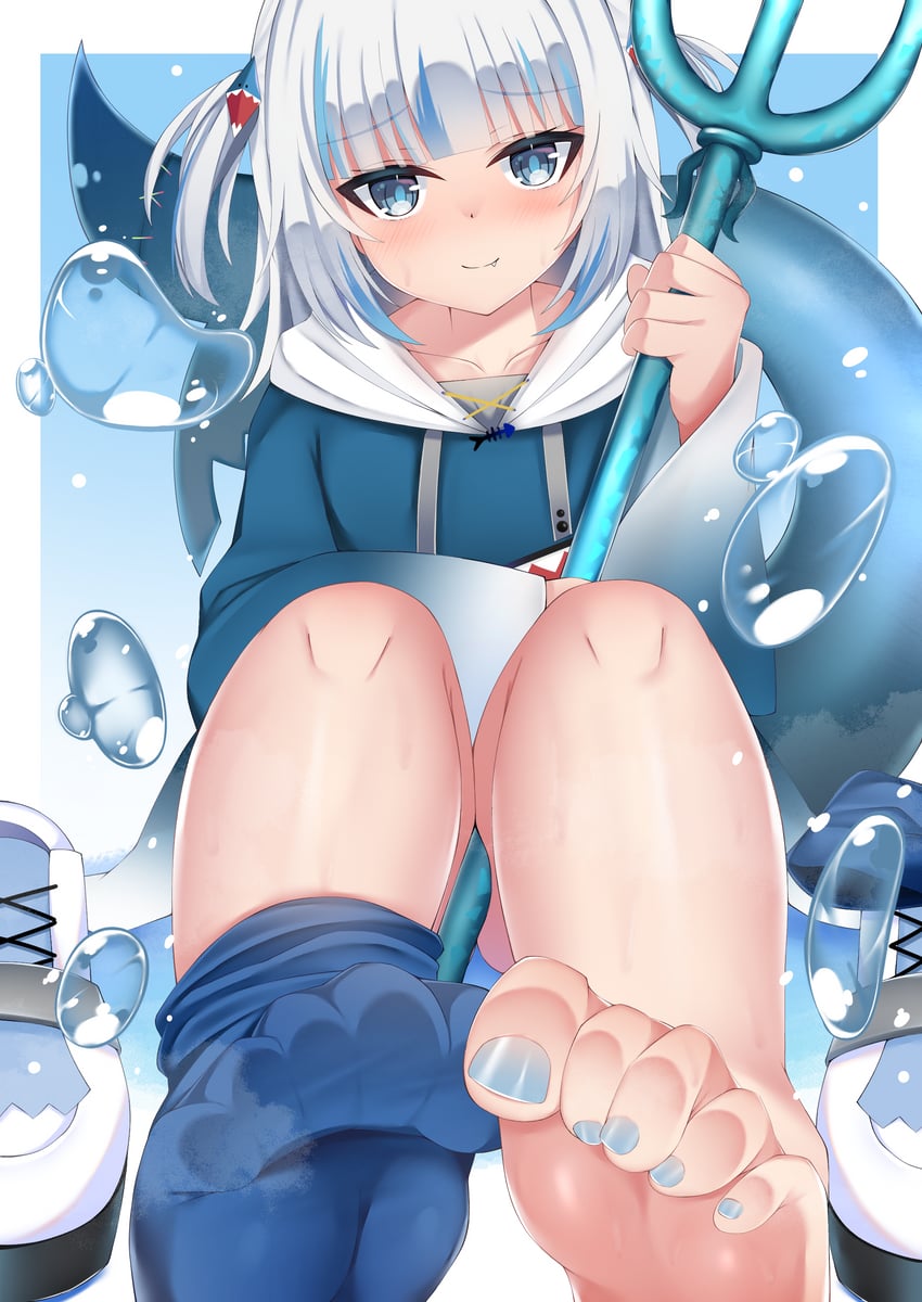 gawr gura (hololive and 1 more) drawn by monkey_kusai
