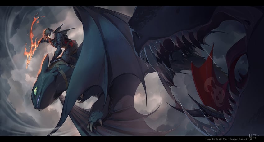 toothless and hiccup horrendous haddock iii (how to train your dragon and 1 more) drawn by jowell_she
