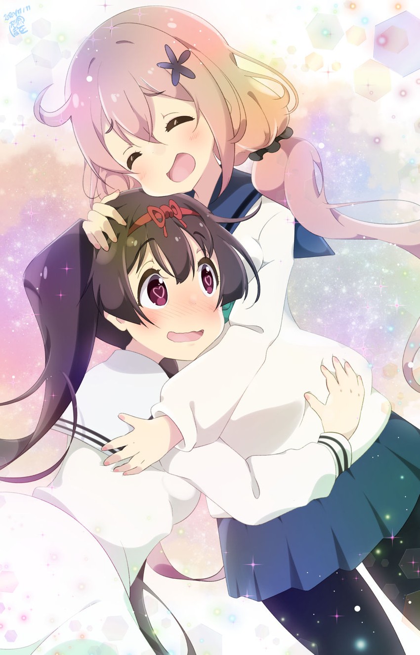 sakura ino and midori hemo (ochikobore fruit tart) drawn by aosora_neko