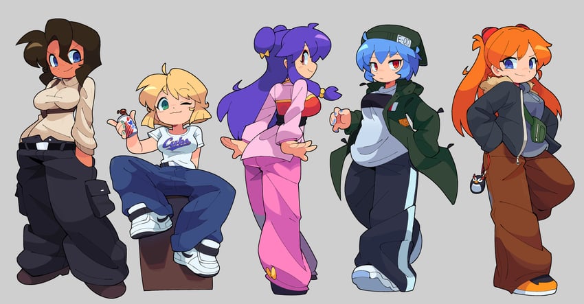 souryuu asuka langley, ayanami rei, shampoo, penpen, rally vincent, and 1 more (neon genesis evangelion and 3 more) drawn by bacun