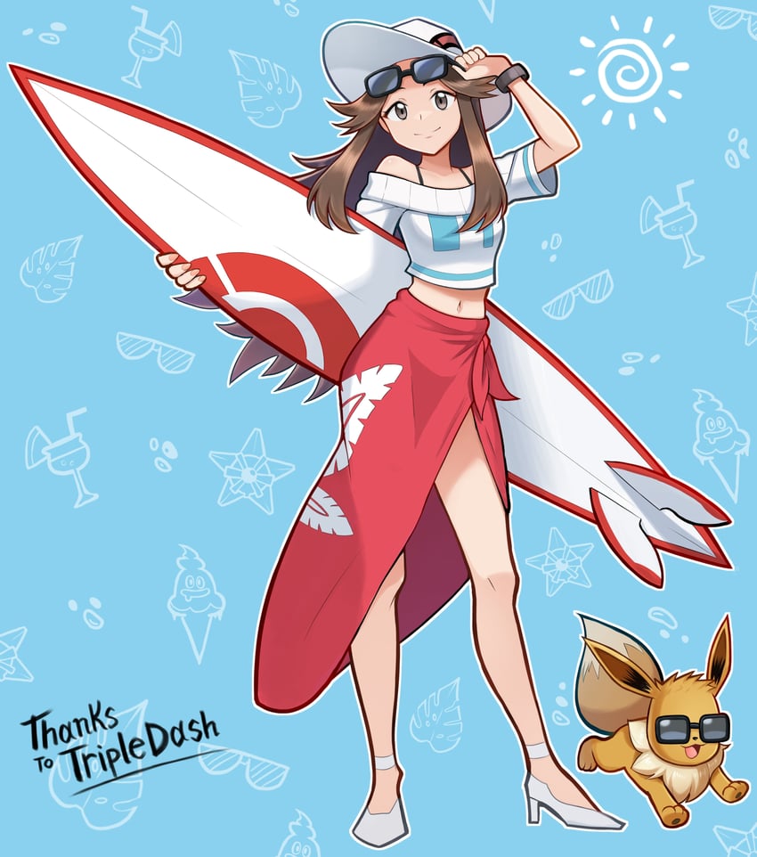 eevee and leaf (pokemon and 1 more) drawn by mr.thunderigor