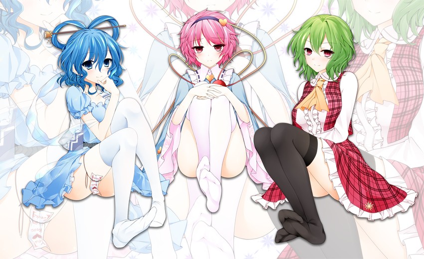 komeiji satori, kazami yuuka, and kaku seiga (touhou) drawn by suzume_miku