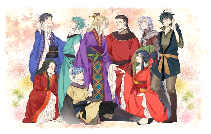 kou shuurei, shi seiran, shi ryuuki, li kouyuu, kou reishin, and 3 more (saiunkoku monogatari) drawn by kohakuksm