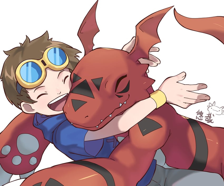 guilmon and matsuda takato (digimon and 1 more) drawn by youzaiyouzai112