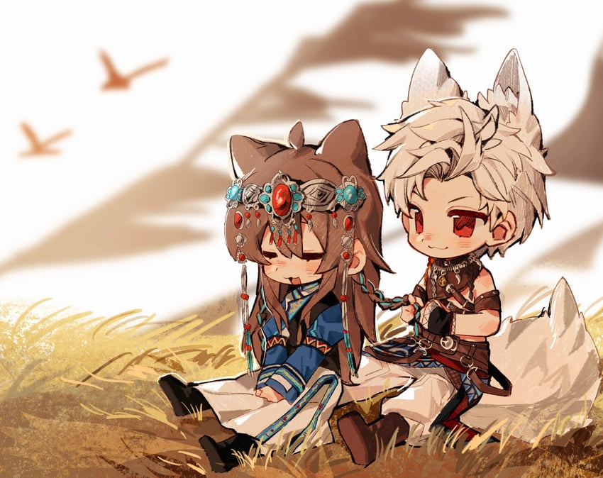 protagonist and sylus (love and deepspace) drawn by bei_wang_mei_fan_chi