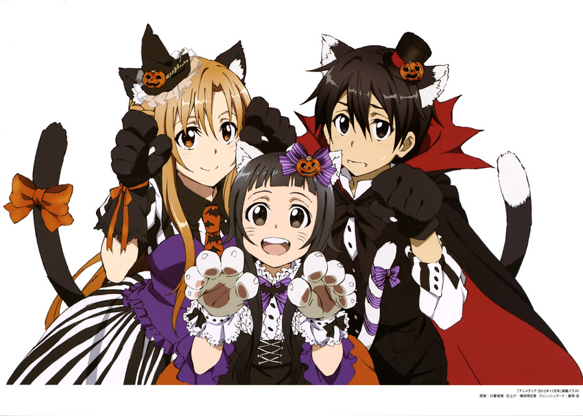 asuna, kirito, and yui (sword art online) drawn by kawatsuma_tomomi