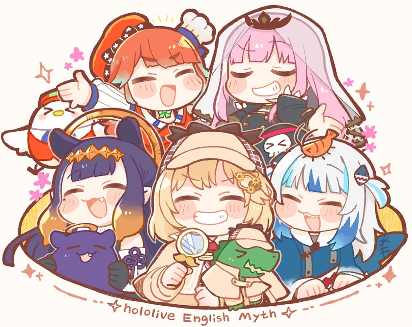 gawr gura, mori calliope, ninomae ina'nis, takanashi kiara, watson amelia, and 5 more (hololive and 1 more) drawn by same_anko