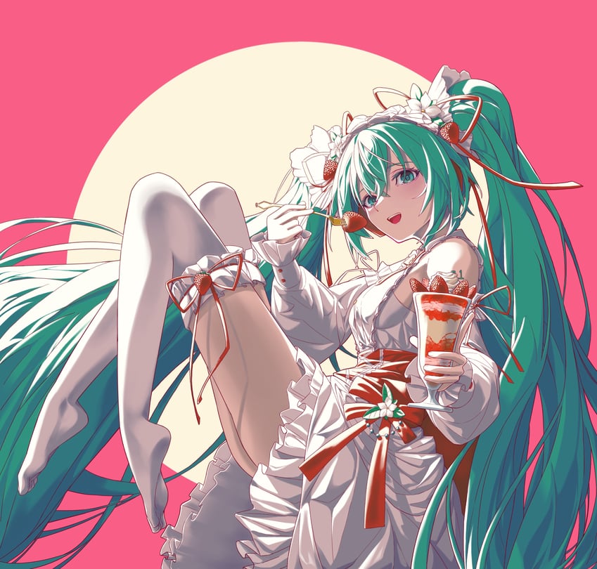 hatsune miku and strawberry miku (vocaloid) drawn by fruitea_0312