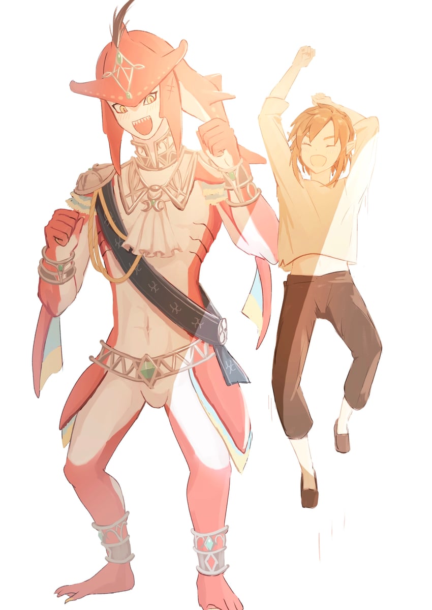link and sidon (the legend of zelda and 1 more) drawn by tete_tuyuten