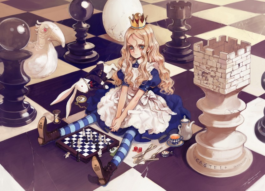 alice, white rabbit, and charlotte francia (alice's adventures in wonderland and 1 more) drawn by oyari_ashito