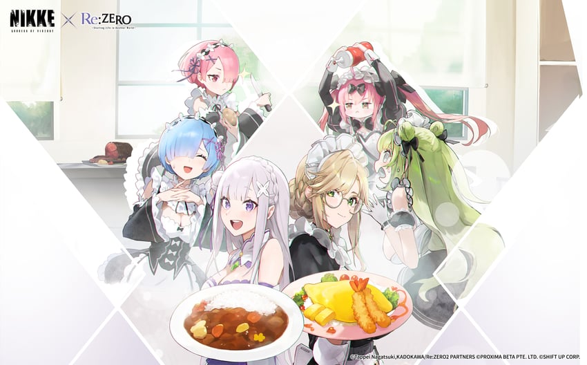 rem, emilia, ram, soda, ade, and 1 more (goddess of victory: nikke and 1 more)