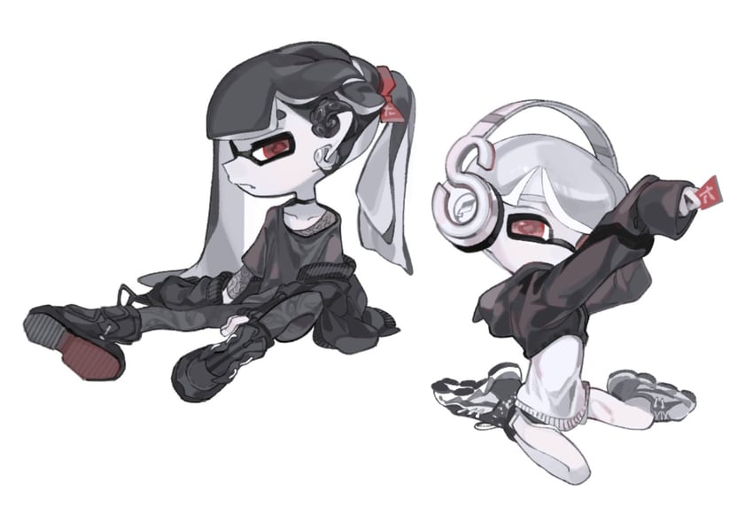 inkling player character, inkling girl, and inkling boy (splatoon and 1 more) drawn by spl8ya