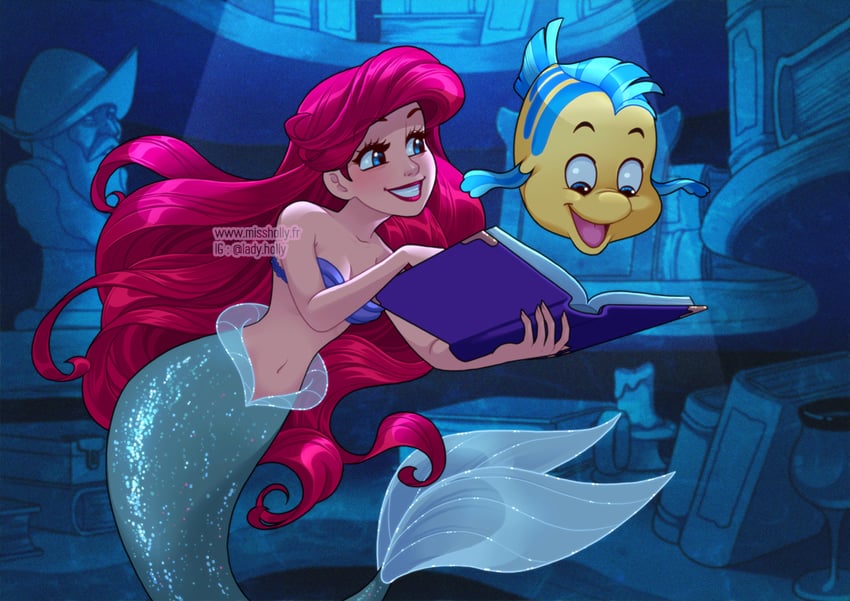 ariel and flounder (the little mermaid) drawn by holly_(missholly)