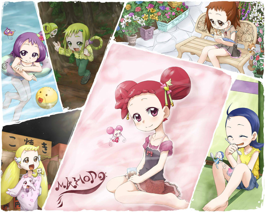 harukaze doremi, segawa onpu, fujiwara hazuki, senoo aiko, makihatayama hana, and 8 more (ojamajo doremi) drawn by kagiana