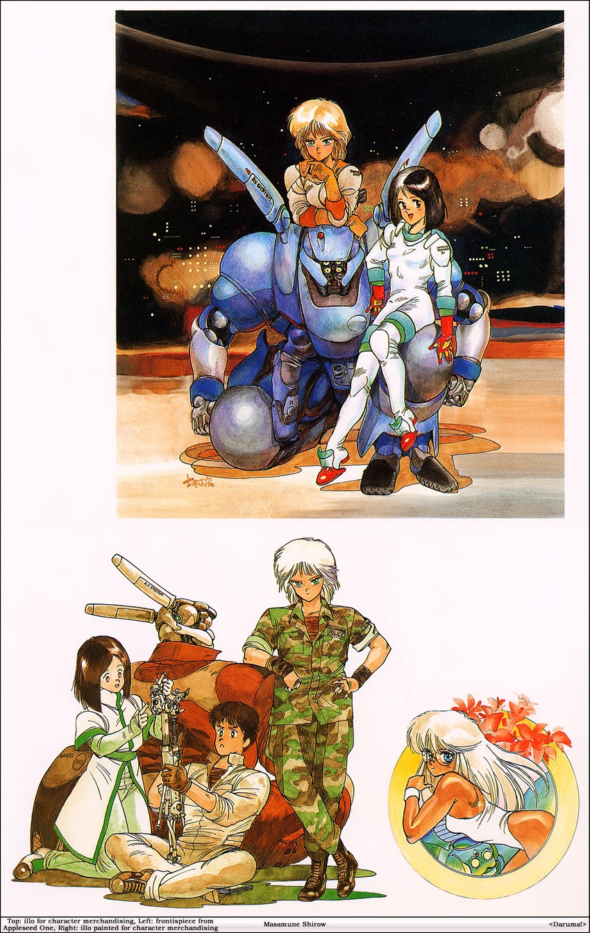 deunan knute, briareos hecatonchires, hitomi, and yoshitsune (appleseed and 1 more) drawn by shirow_masamune