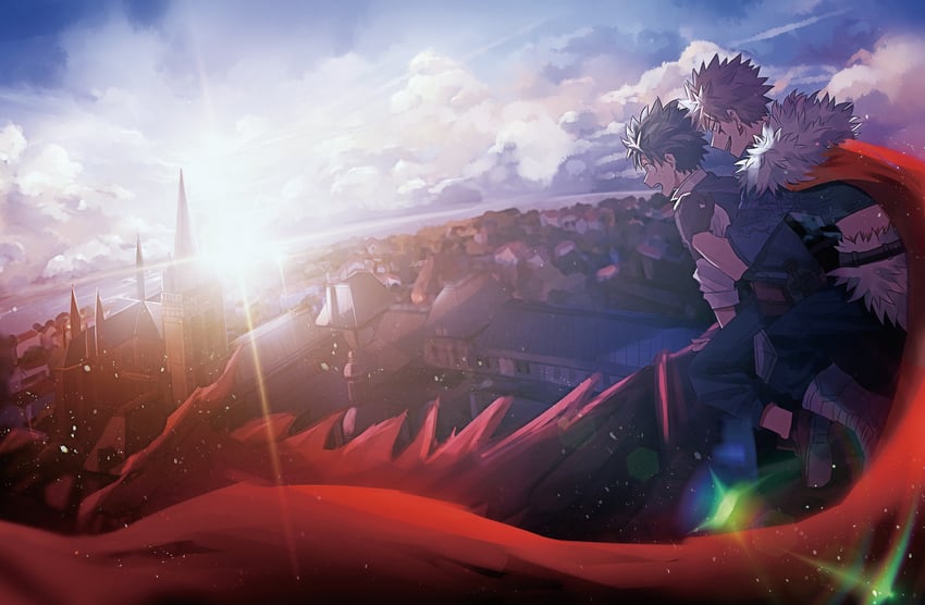 midoriya izuku and bakugou katsuki (boku no hero academia) drawn by juanchun818